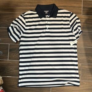 Men's Striped Polo Shirt - Navy and White M NWT